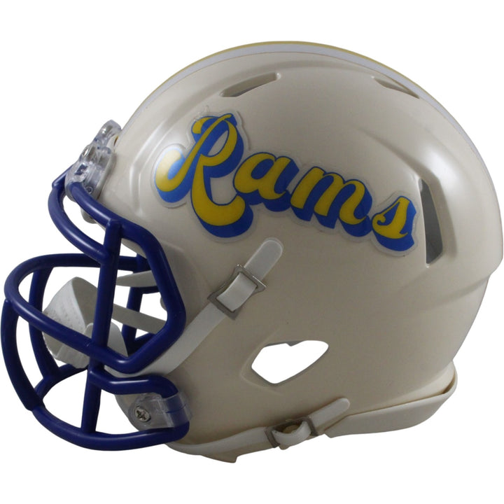 Torry Holt Autographed Los Angeles Rams Retro Mini Helmet Beckett Witness 56893