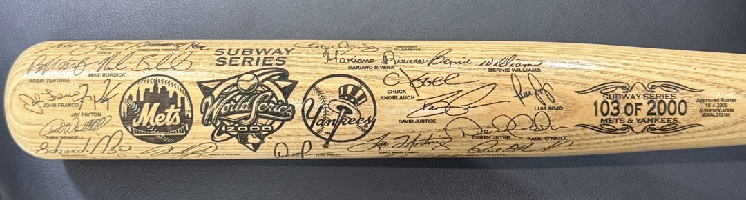 Ny Yankees Vs Mets Subway World Series 2000 BASEBALL ENGRAVED Bat Jeter Piazza
