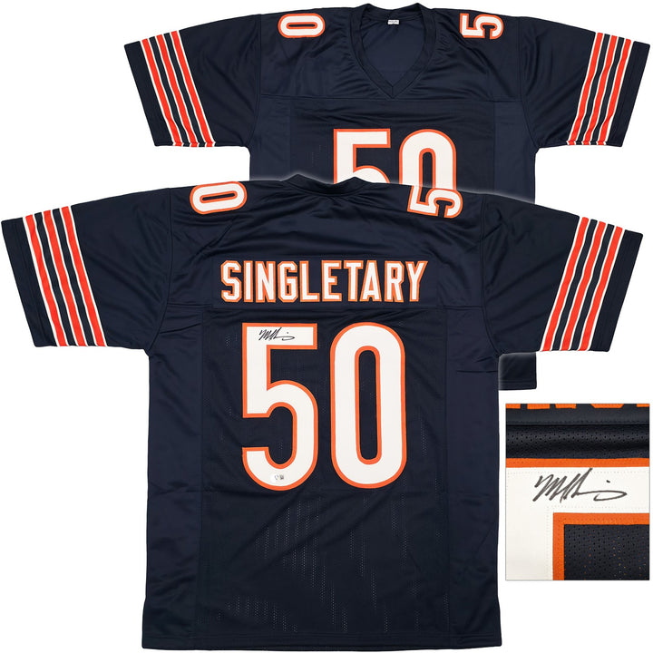 Chicago Bears Mike Singletary Signed Blue Jersey Beckett Witness