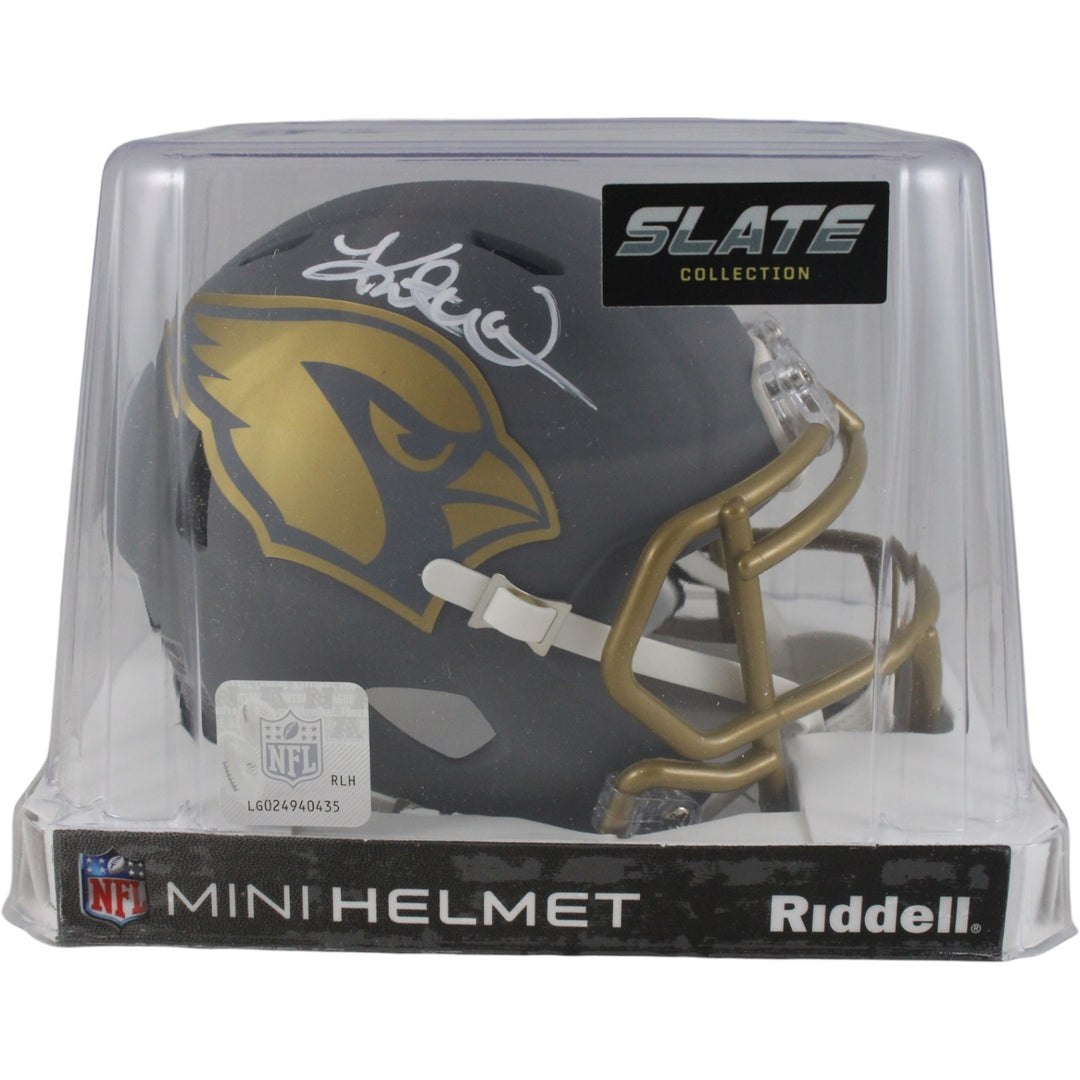 Kurt Warner Autographed/Signed Arizona Cardinals Slate Mini Helmet Beckett 50095