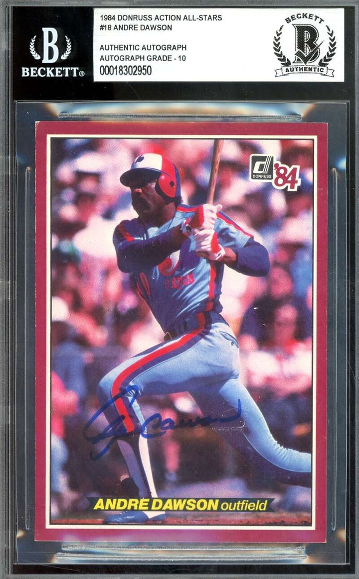 Andre Dawson Gem Mint 10 Beckett BAS Signed 1984 Donruss Action All Stars Auto