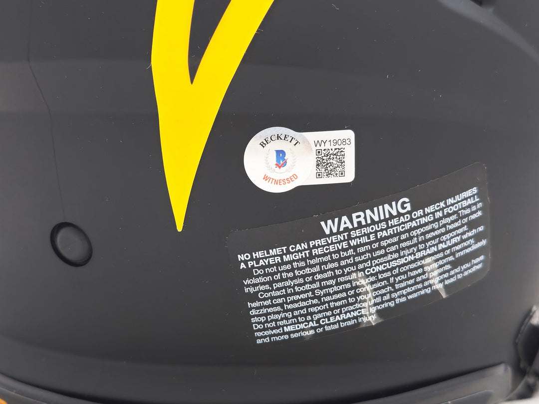 Justin Herbert Auto Chargers Eclipse Black Full Size Auth Speed Helmet ROY BAS