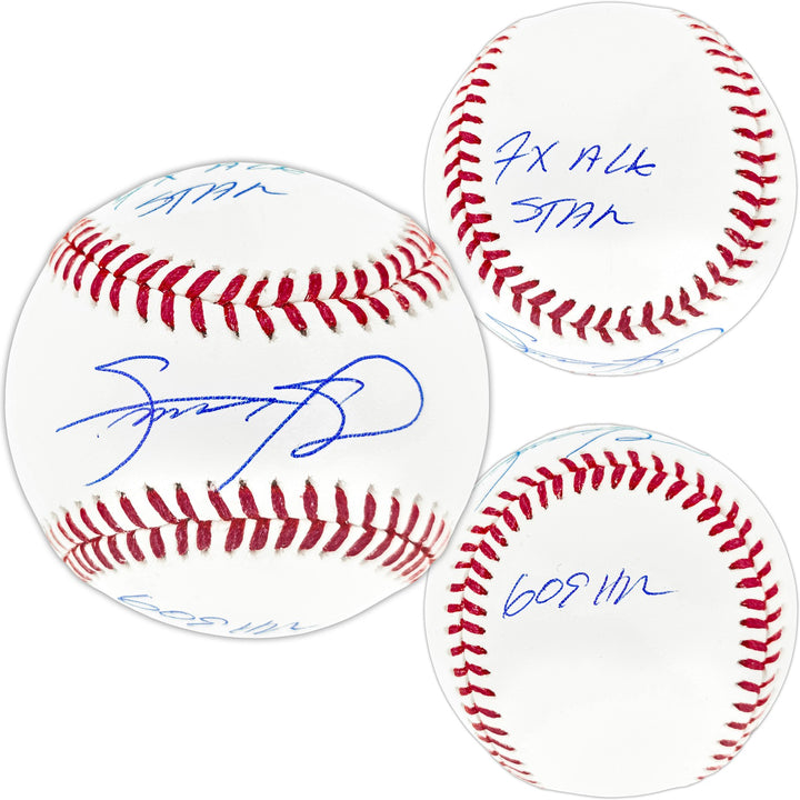 Sammy Sosa Signed Official MLB Baseball Cubs "7x All Star & 609 HR" Beckett Wit