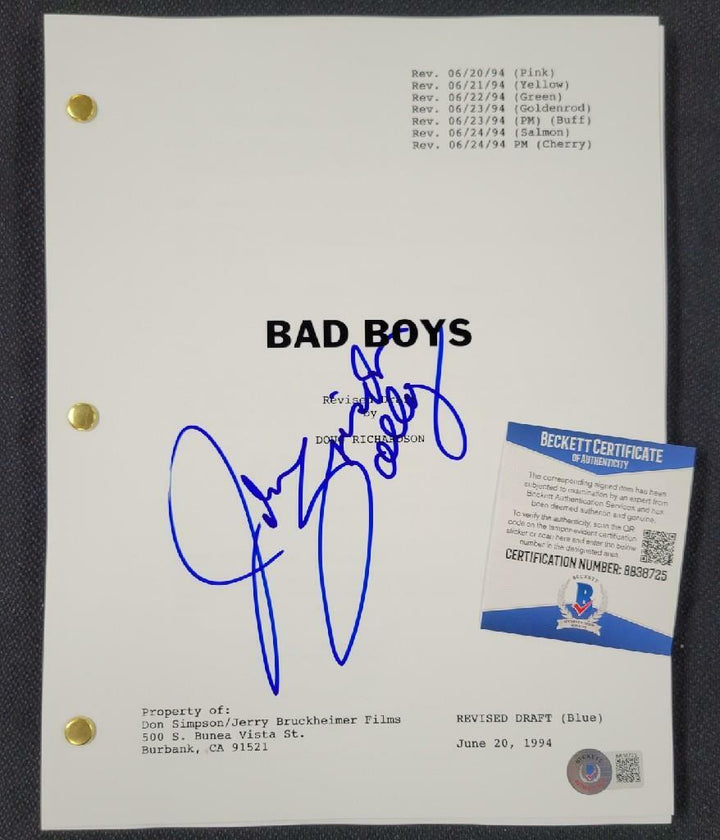 John Salley signed Bad Boys Full Movie Script Autograph ~ Beckett BAS COA