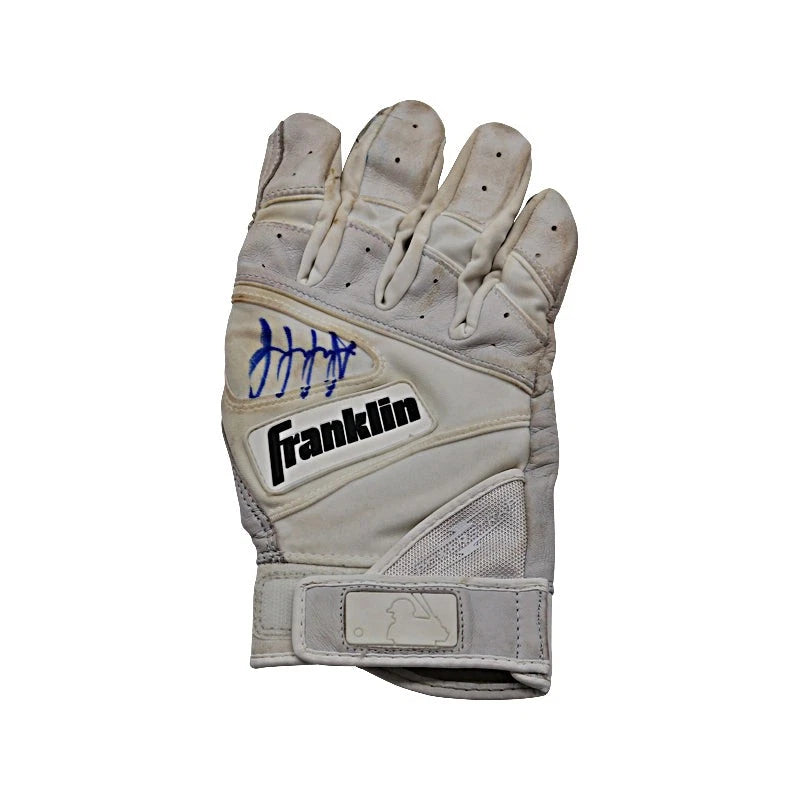 Andres Chaparro New York Yankees Autographed 2023 Spring Training Used Franklin Navy/Grey Right Batting Glove (Chaparro LOA)