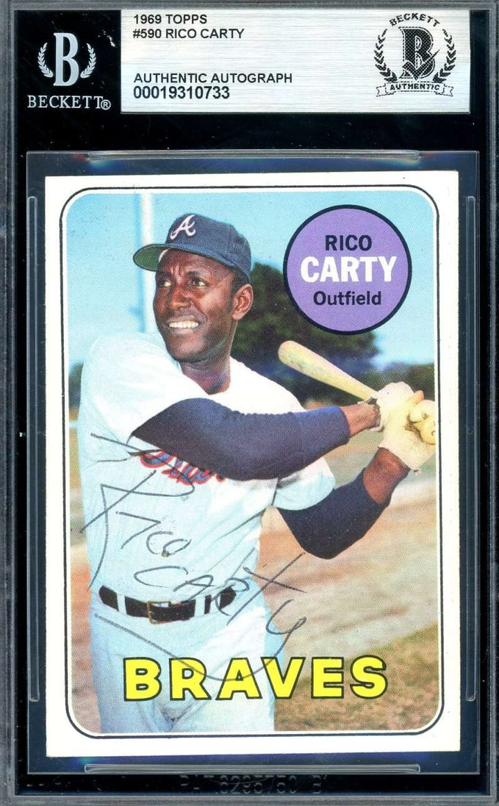 Rico Carty Beckett BAS Vintage Signed 1969 Topps Autograph