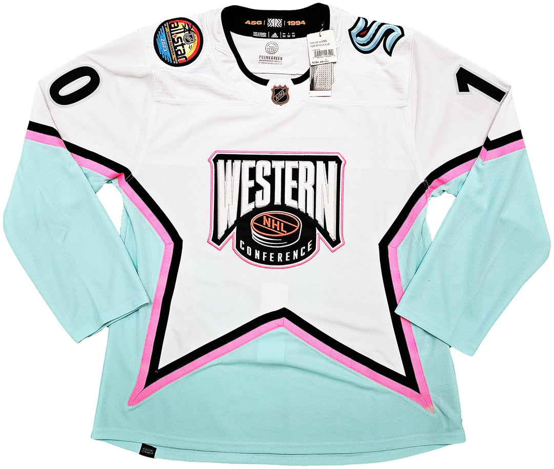 Seattle Kraken Matty Beniers Auto White Adidas 2023 ASG Jersey Size 54 Fanatics