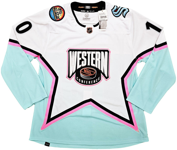Seattle Kraken Matty Beniers Auto White Adidas 2023 ASG Jersey Size 54 Fanatics