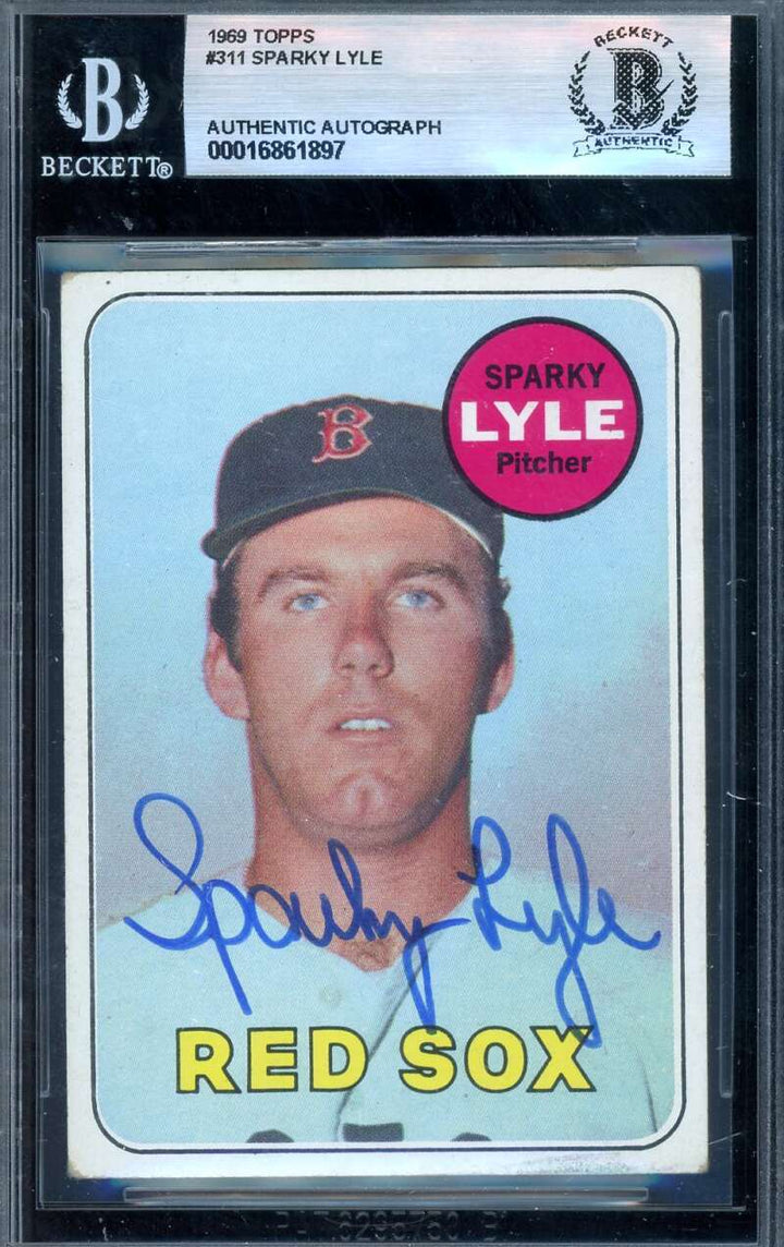 Sparky Lyle Beckett BAS Signed 1969 Topps Rookie Autograph
