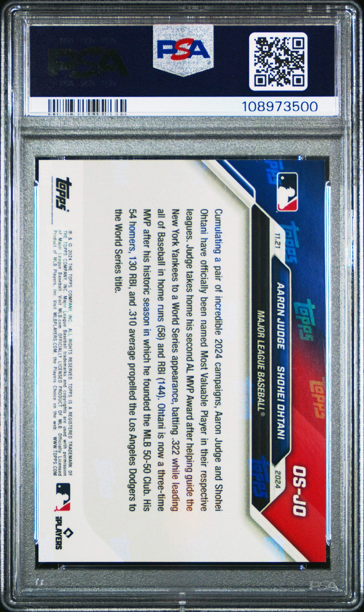 Graded 2024 Topps Now Aaron Judge/Shohei Ohtani #OSJO Baseball Card PSA 10 Gem