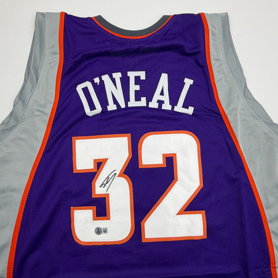 Autographed/Signed Shaquille Shaq O'Neal Phoenix Purple Jersey Beckett BAS COA