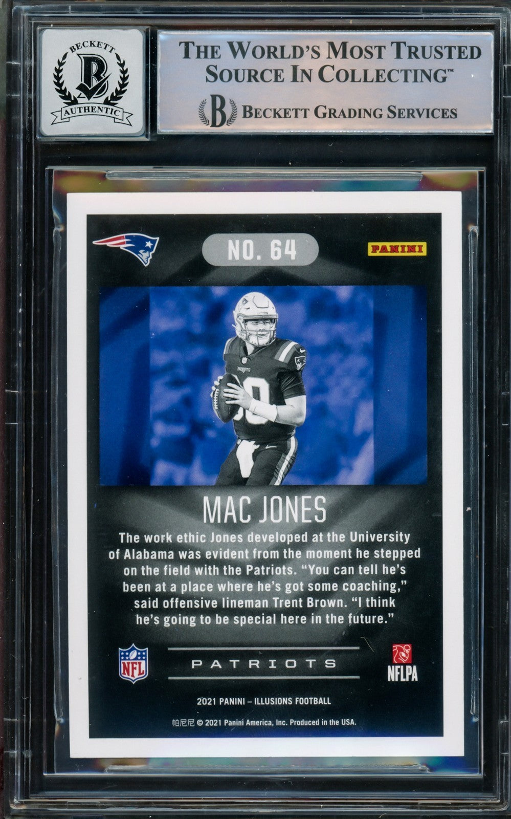 Mac Jones Auto 2021 Panini Illusions Green Emerald RC 64 Patriots Sig 10 Beckett