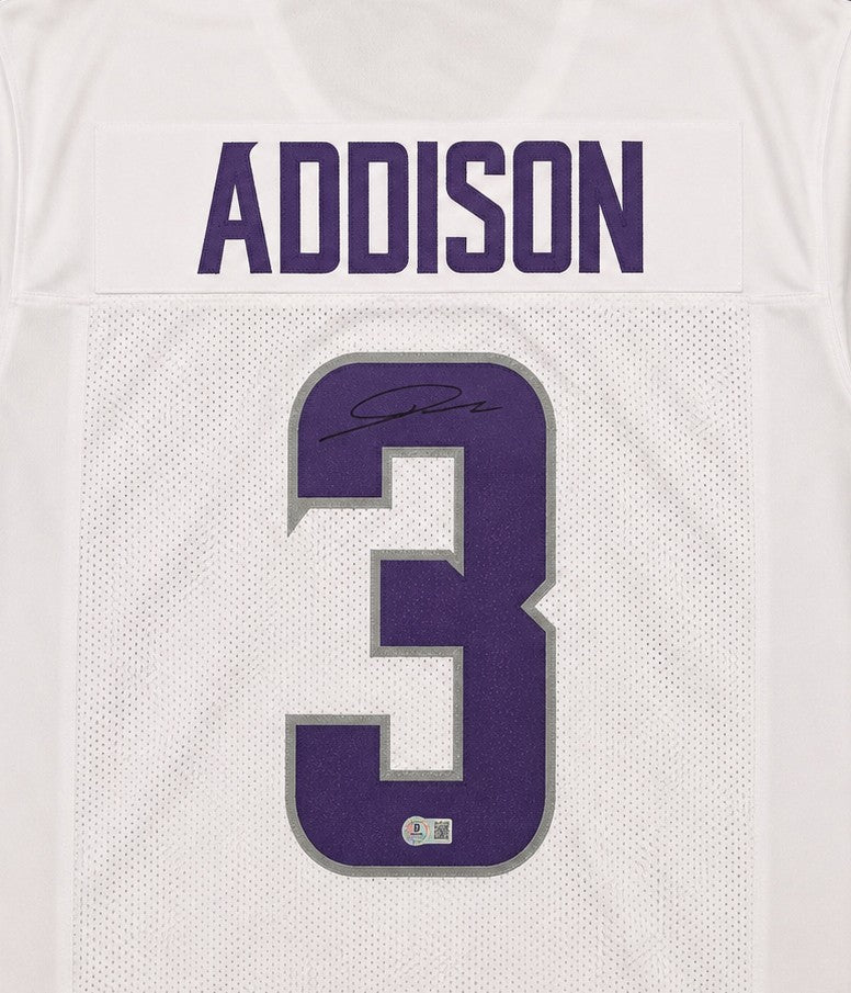 Minnesota Vikings Jordan Addison Signed White Jersey Beckett BAS QR