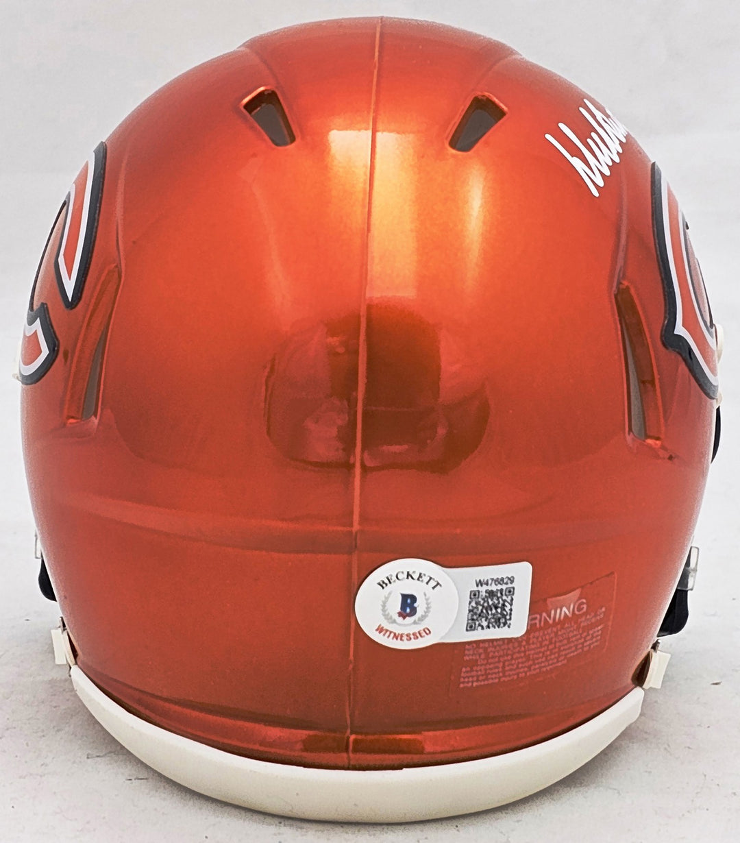 Dick Butkus Auto Signed Chicago Bears Flash Orange Speed Mini Helmet Beckett Wit