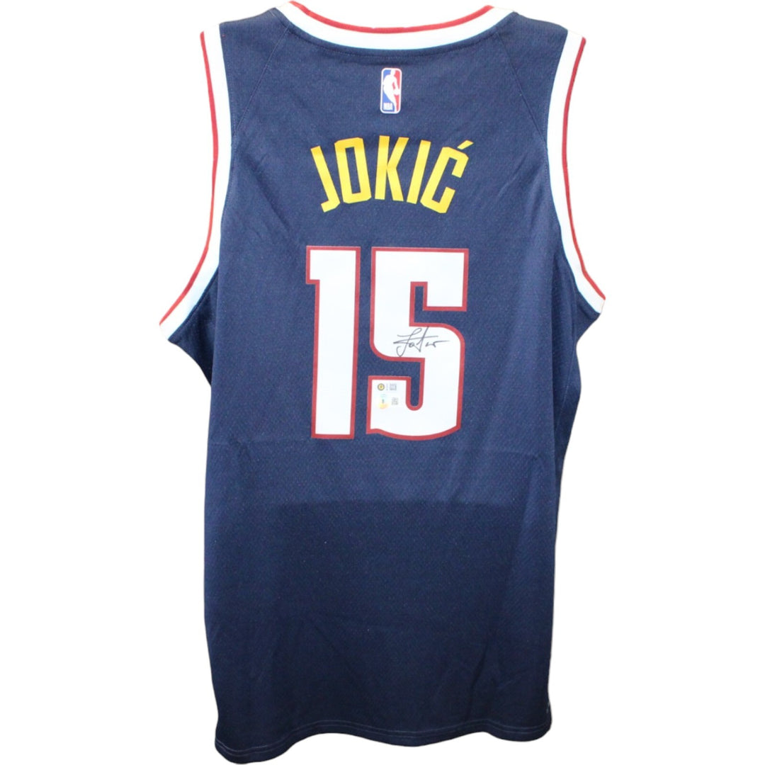 Nikola Jokic Signed Denver Nuggets Nike XL Navy Jersey Beckett 46314
