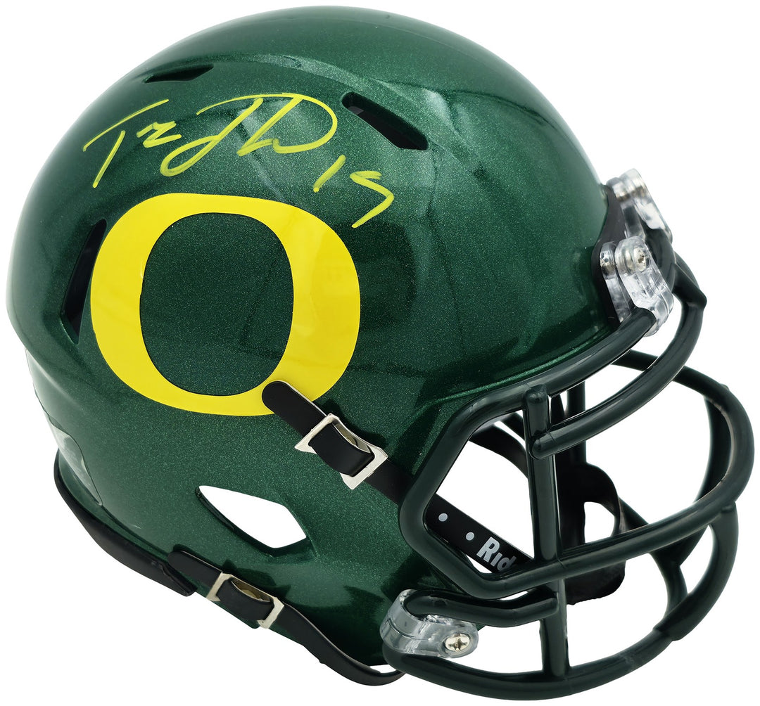 Tez Johnson Signed Oregon Ducks Green Speed Mini Helmet JSA Witness