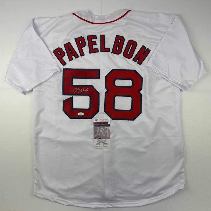 Autographed/Signed Jonathan Papelbon Boston White Baseball Jersey JSA COA