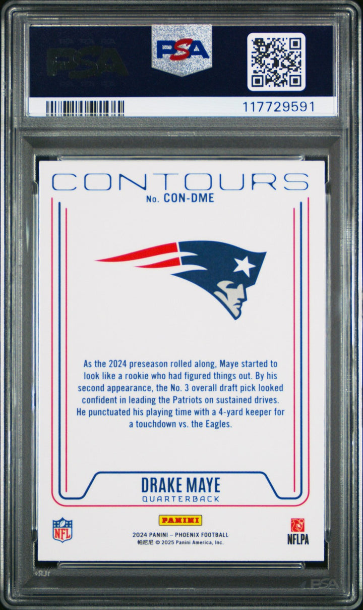Graded 2024 Panini Phoenix Drake Maye #CONDME Contours RC Card PSA 10