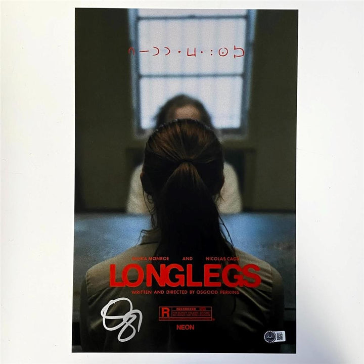 Osgood Perkins signed Longlegs 11x17 Poster Photo autograph ~ Beckett BAS
