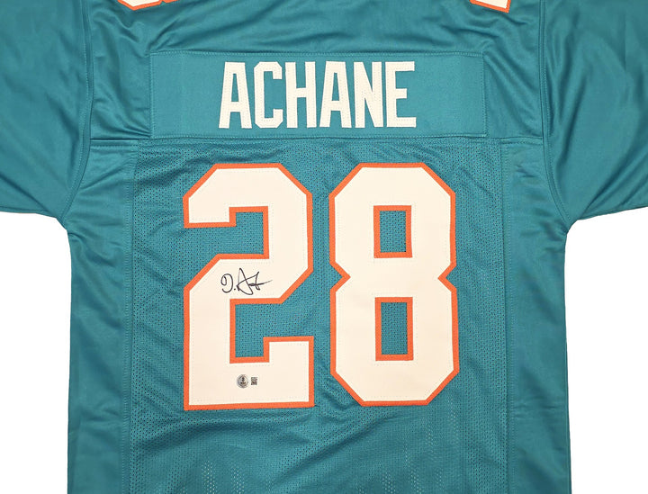 Miami Dolphins De'Von Achane Signed Teal Jersey Beckett Witness