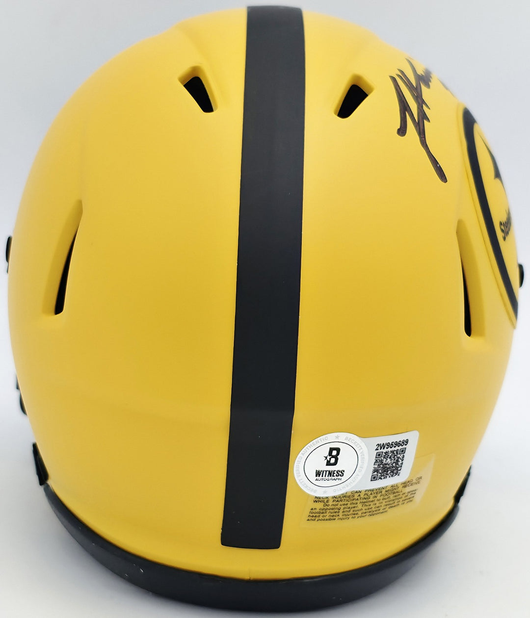 James Harrison Signed Steelers Gold Rave Speed Mini Helmet Beckett Wit