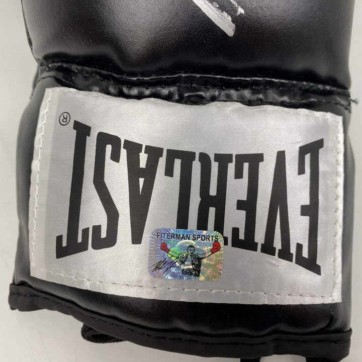 Autographed/Signed MIKE TYSON Imperfect Blk Everlast Boxing Glove Holo COA