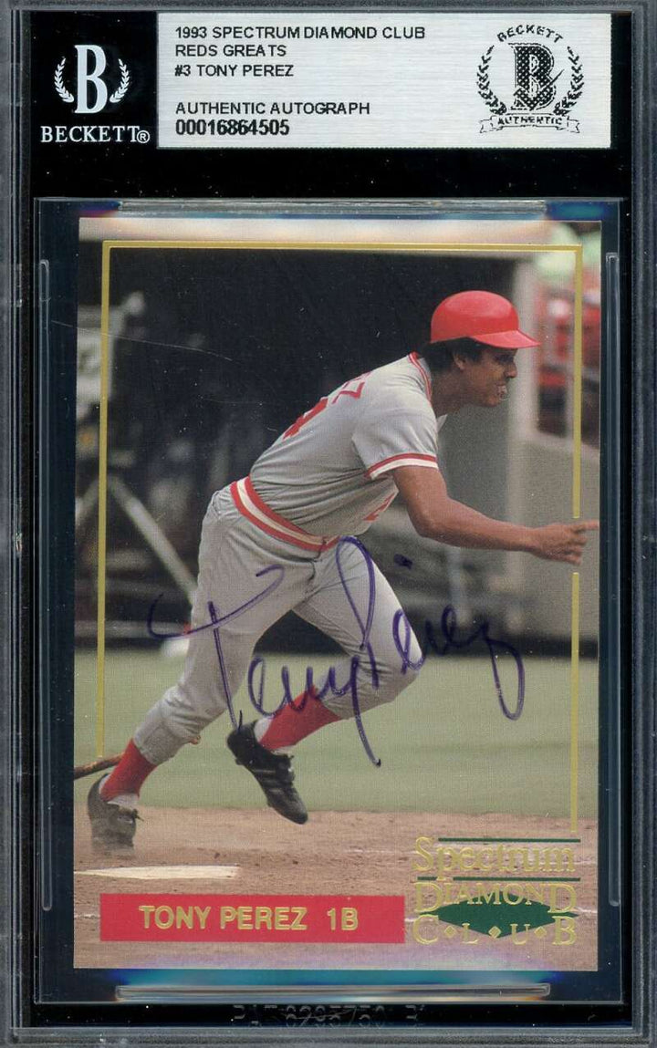 Tony Perez Beckett BAS Signed 1993 Spectrum Diamond Club Autograph