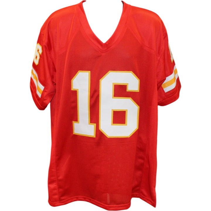 Len Dawson Autographed/Signed Pro Style Size XL Red Jersey JSA 57026