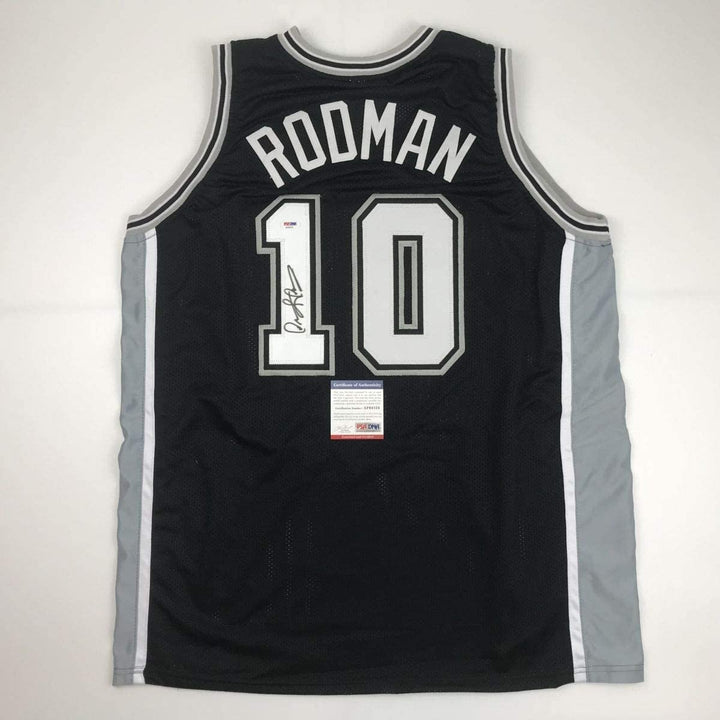 Autographed/Signed Dennis Rodman San Antonio Black Jersey PSA/DNA COA