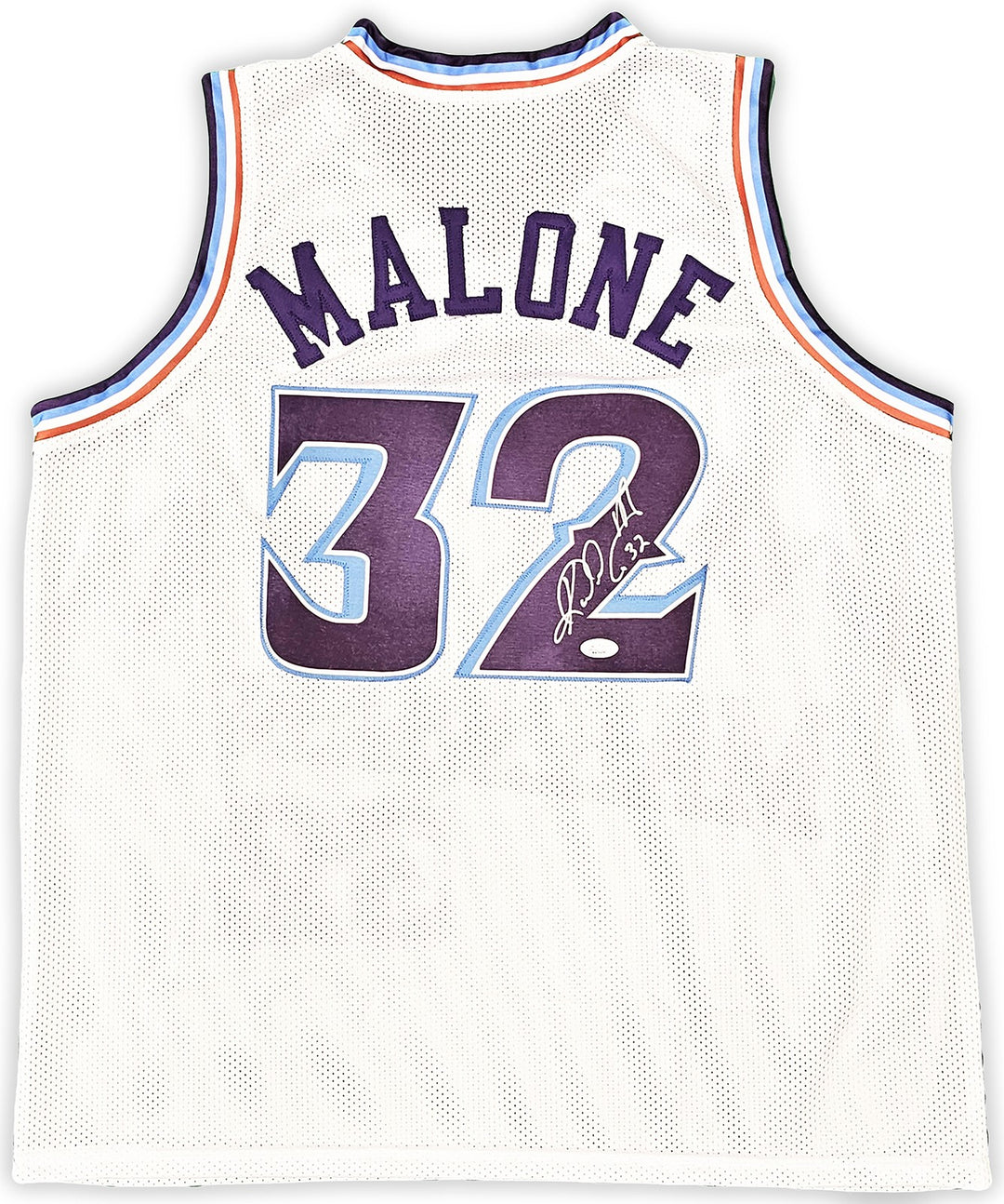Utah Jazz Karl Malone Autographed Signed White Jersey JSA