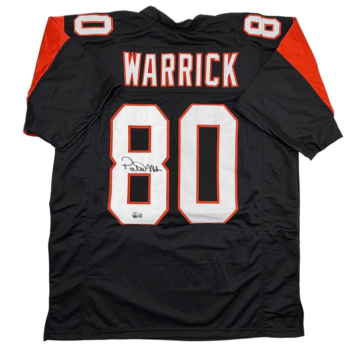 Autographed/Signed Peter Warrick Cincinnati Black Jersey Beckett BAS COA