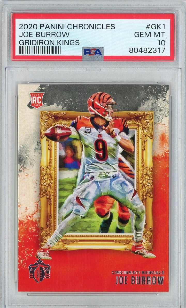 Graded 2020 Panini Chronicles Joe Burrow #GK1 Gridiron Kings RC Card PSA 10