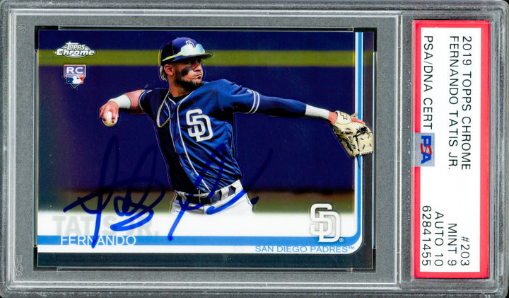 Fernando Tatis Jr. Auto 2019 Topps Chrome RC 203 Padres PSA 9 Auto GM 10 PSA/DNA
