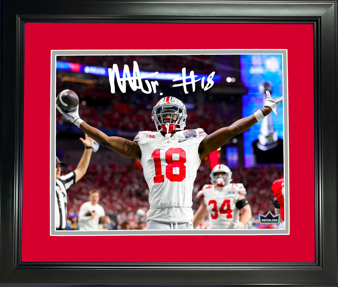 Framed Marvin Harrison Jr. Facsimile Engraved Auto OSU Buckeyes 12"x15" Photo