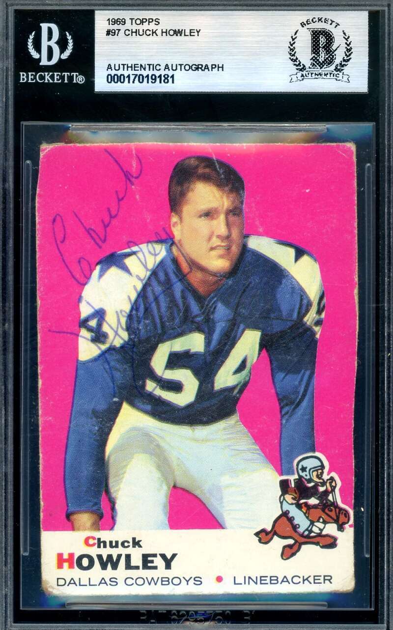 Chuck Howley Beckett BAS Vintage Signed 1969 Topps Autograph