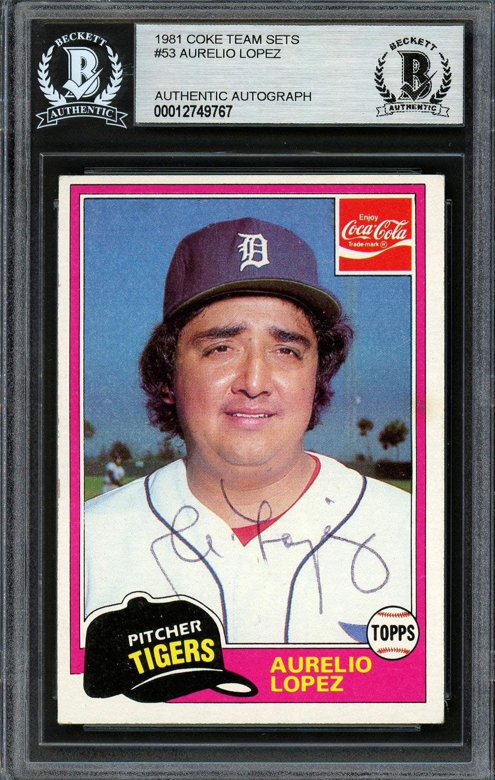 Aurelio Lopez Signed 1981 Topps Coca Cola Card 5 Tigers Beckett #12749767