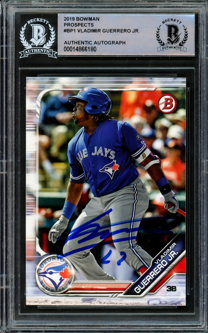 Vladimir Guerrero Jr. Signed 2019 Bowman Prospects RC BP-1 Blue Jays Beckett