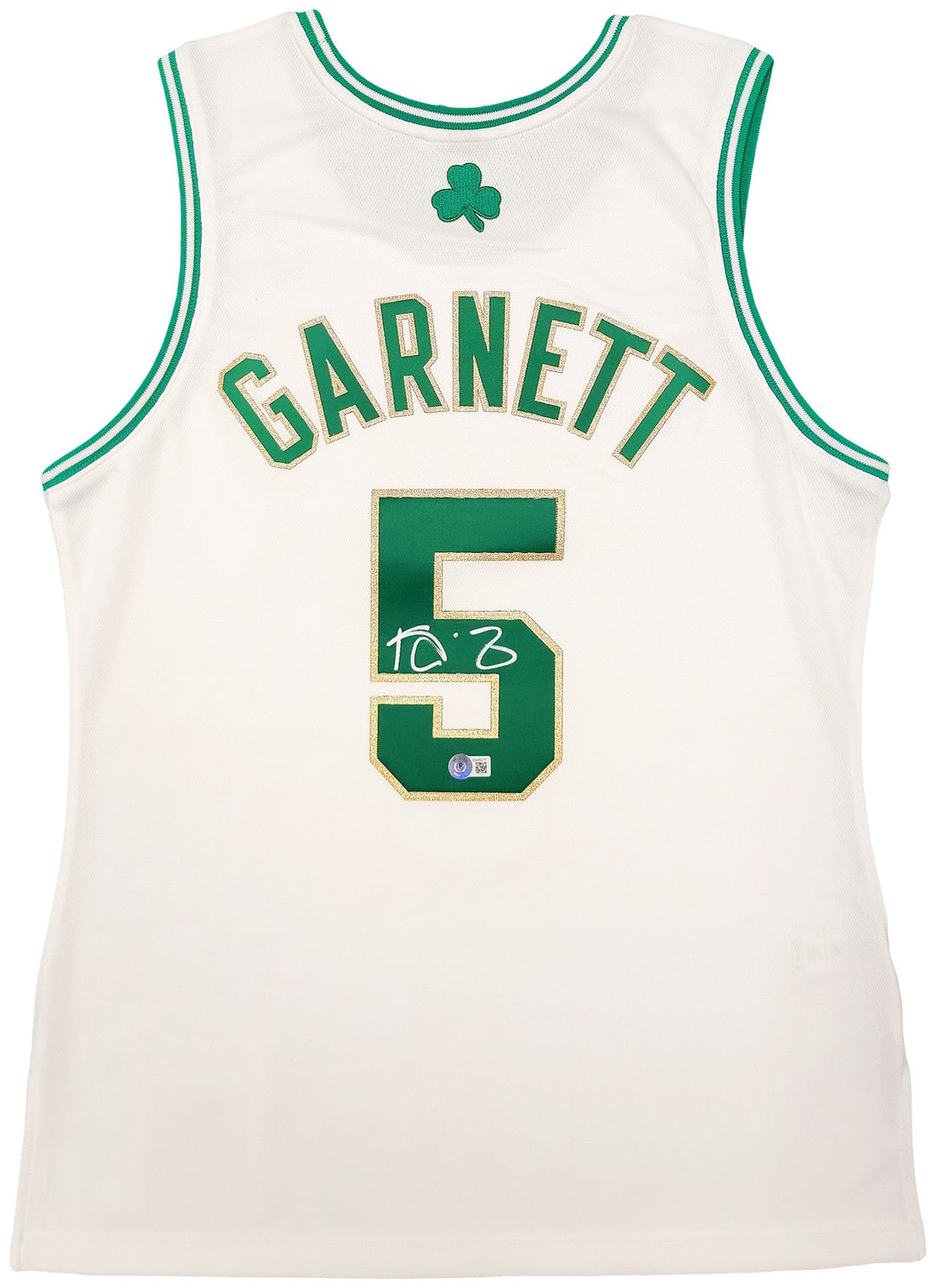 Boston Celtics Kevin Garnett Signed White & Gold Mitchell & Ness Hardwood