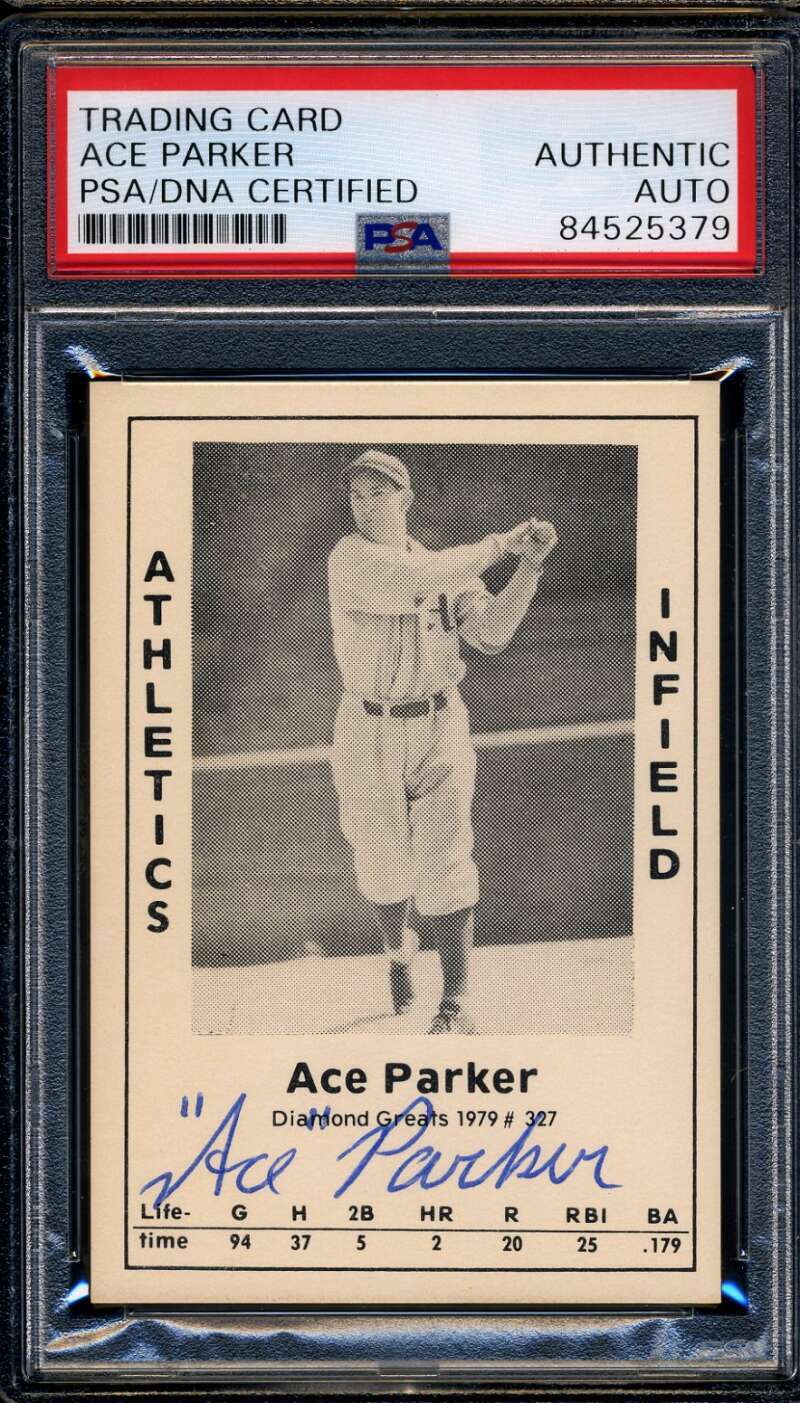 Ace Parker PSA DNA Coa Signed 1979 Diamond Greats Autograph