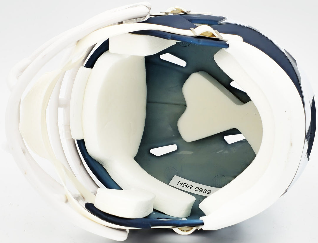 Russell Wilson Signed Denver Broncos AMP Blue Speed Mini Helmet Fanatics Holo
