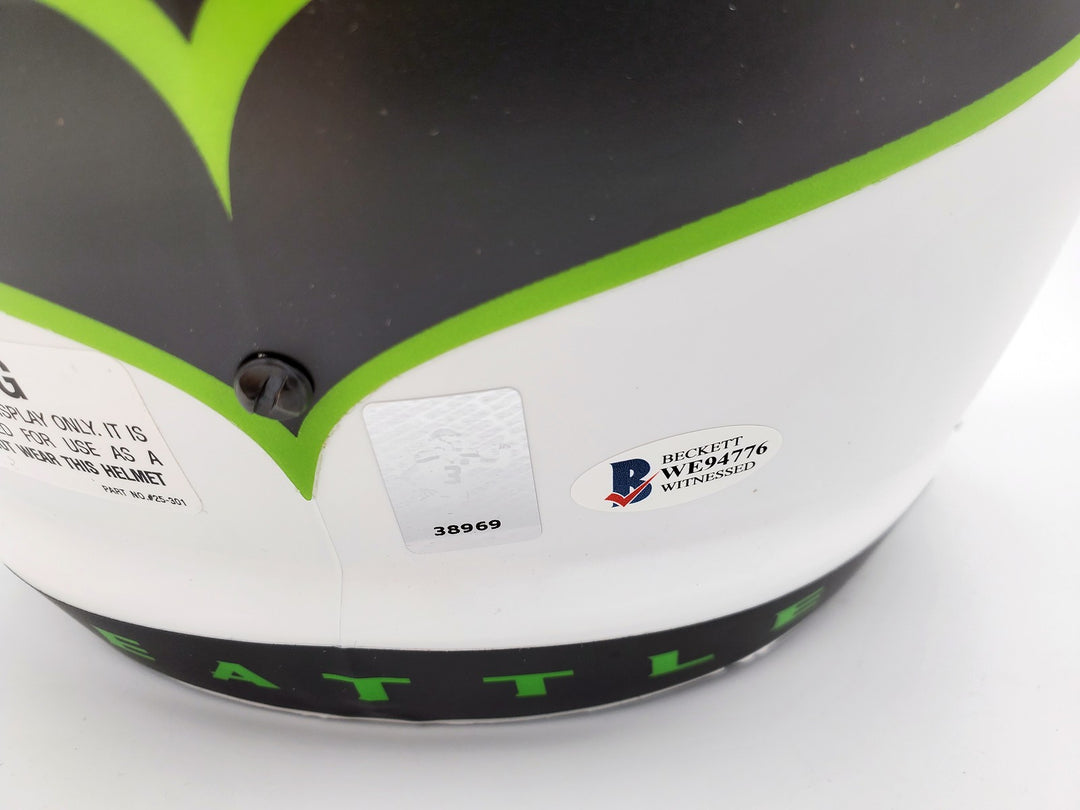 Russell Wilson Auto Seahawks White Lunar Eclipse Full Size Speed Replica Helmet