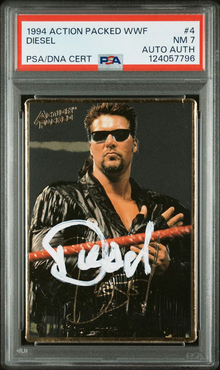 Graded 1994 Action Packed Kevin Nash Diesel #4 Rookie Card PSA 7 Card Auto AUTH