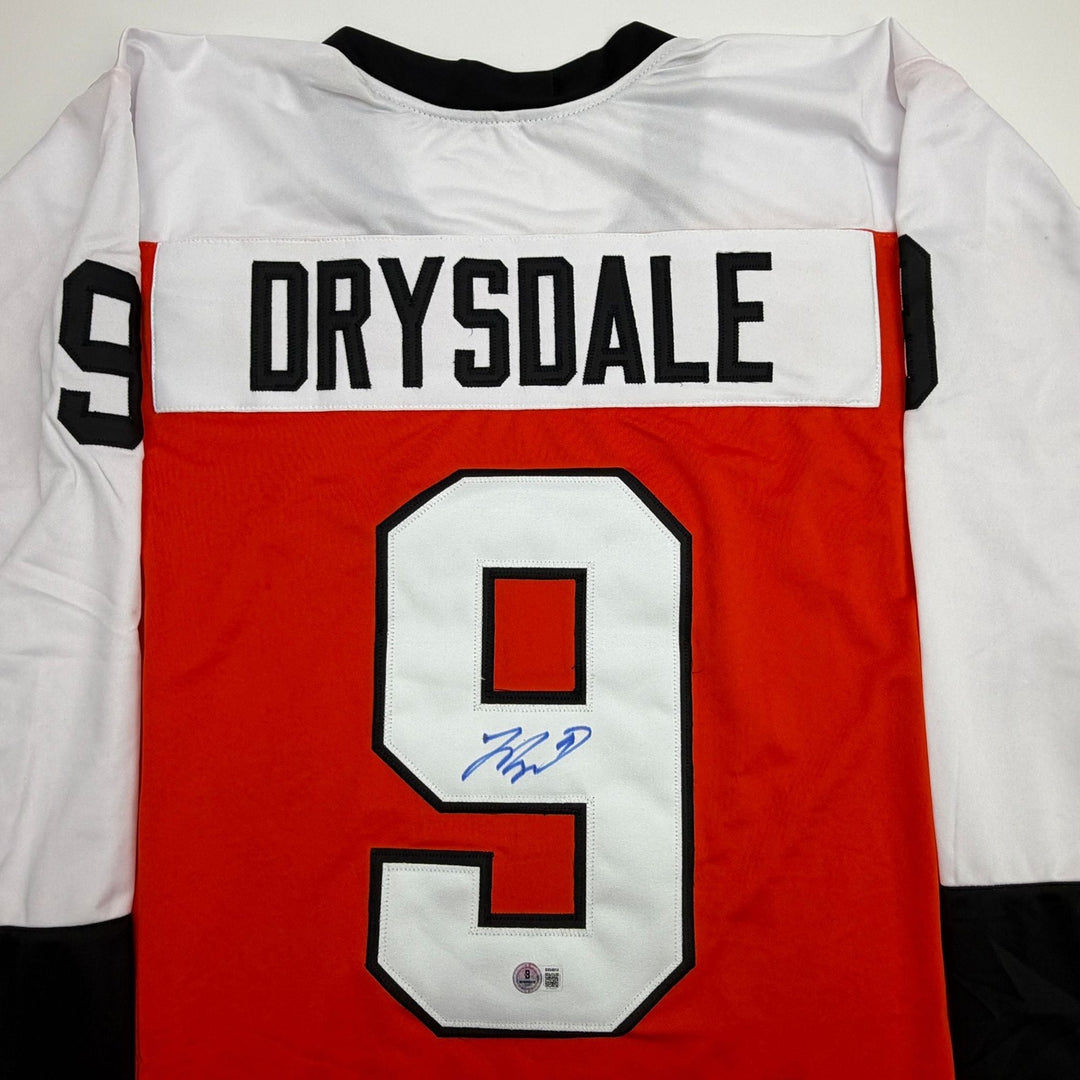 Autographed/Signed Jamie Drysdale Philadelphia Orange Jersey Beckett COA