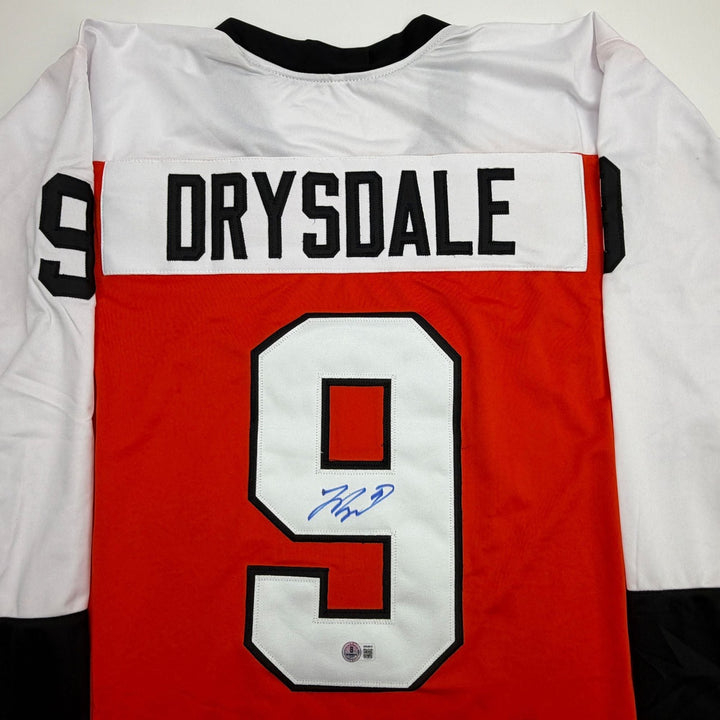 Autographed/Signed Jamie Drysdale Philadelphia Orange Jersey Beckett COA