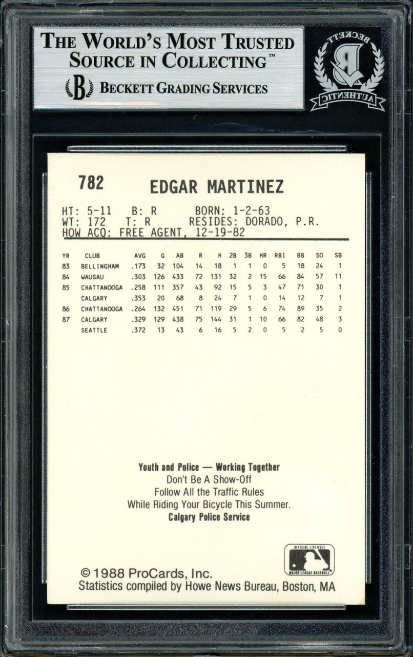 Edgar Martinez Autographed Signed 1988 Procards RC 782 Seattle Mariners Beckett