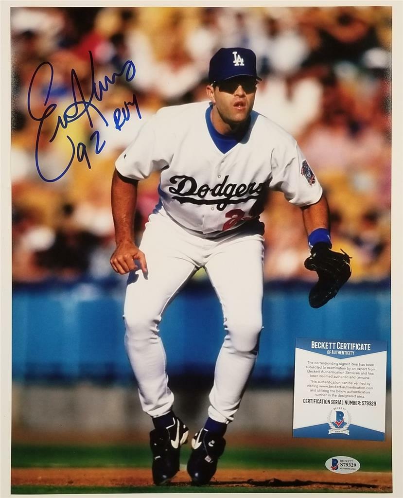 Eric Karros signed Dodgers 11x14 Photo #4 "92 ROY" Inscription ~ Beckett BAS COA