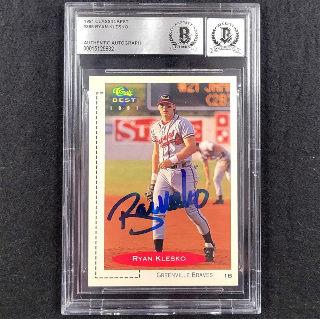 Ryan Klesko signed 1991 Classic Best #388 Pre RC card Atlanta Braves BAS 10 auto