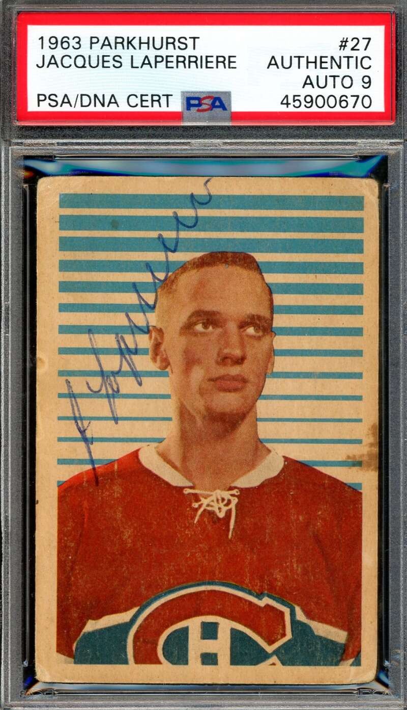 Jacques Laperriere Mint 9 PSA DNA Signed 1963 Parkhurst Rookie Autograph