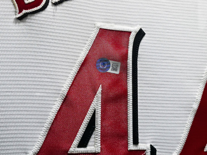 Elly De La Cruz Signed Framed Reds White Nike Jersey Beckett BAS