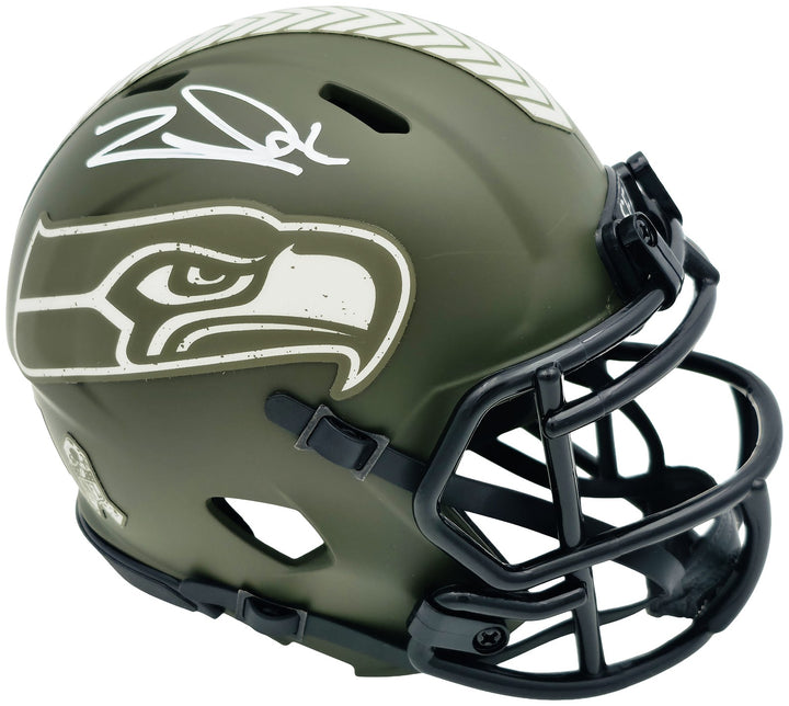 Zach Charbonnet Auto Seahawks Army Green Salute to Service Speed Mini Helmet MCS